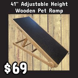 NEW 41" Adjustable Height Wooden Pet Ramp: njft