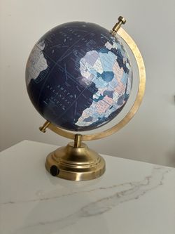 Modern Decorative World Globe with Brass Stand (12" Tall)
