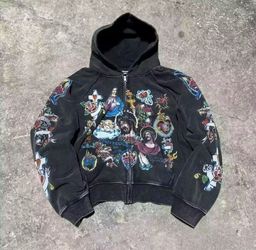 Graphic Full-Zip Hoodie Religious Print