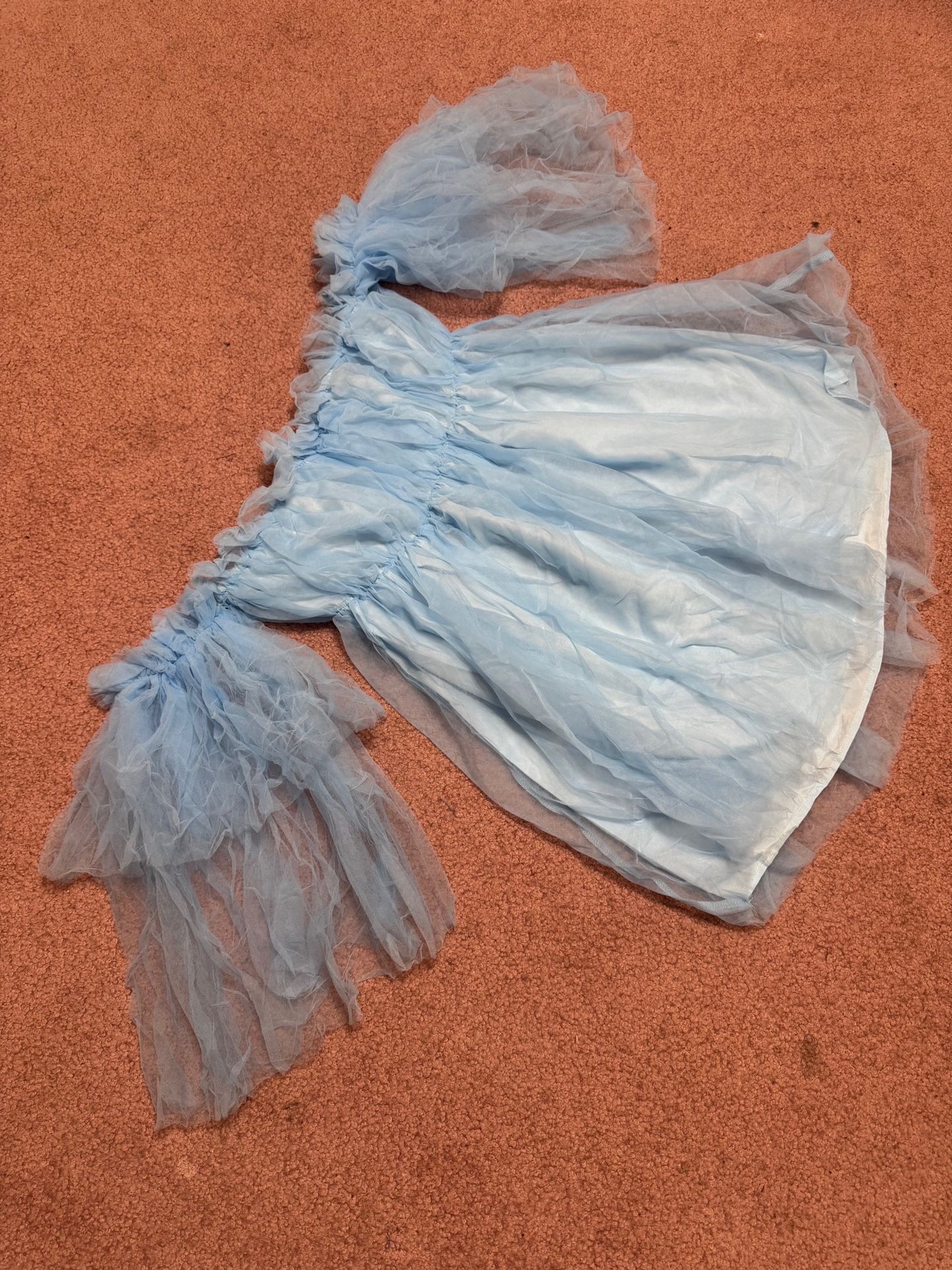 New Medium blue short poof sleeve festival rave princess costume photo gown