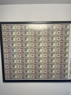 $5 - 50 Notes Of Uncut Money Sheet
