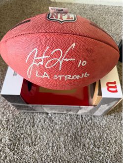 NFL football Justin Herbert Los Angeles Chargers Autographed Fanatics Authentic Wilson Duke Full Color Football