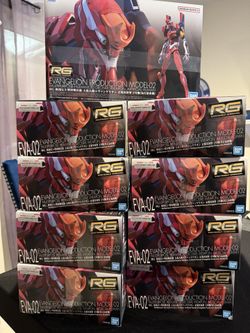 New Bandai 1/144 scale Real Grade (RG) model kit of the Evangelion Model-02 from Neon Genesis Evangelion