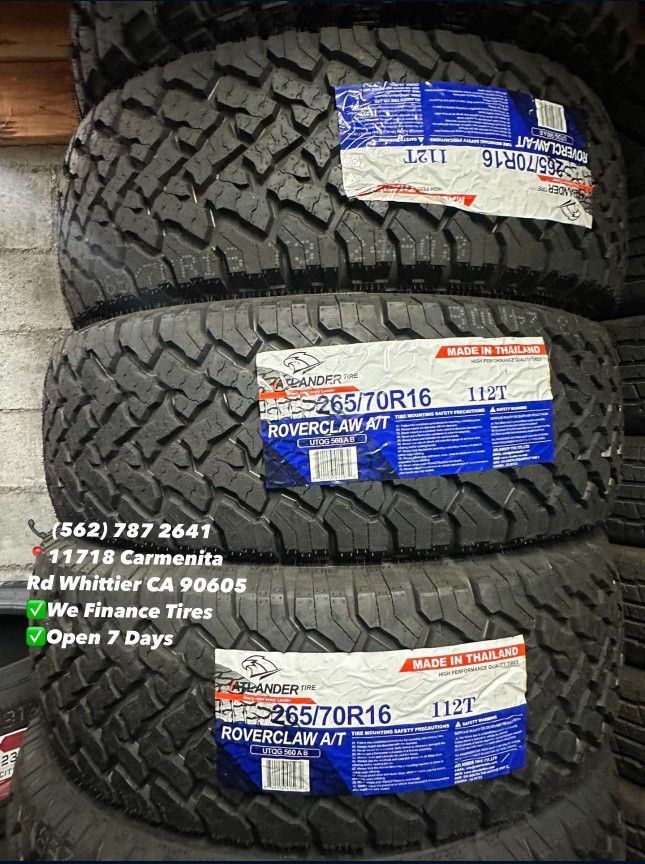 265/70R16 Atlander All Terrain Set of Tires Installed and Balanced Set de Llantas Nuevas Instaladas y Balanceadas