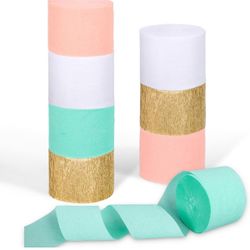 8 Rolls Gold Pink Green White Crepe Paper Streamers (37)
