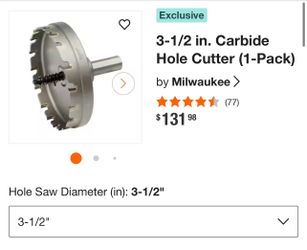 3 1/2 “ONE-PIECE Carbide Hole Cutter for Stainless Steel