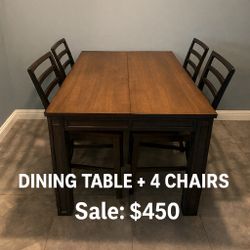 Beautiful Dining Table + 4 Chairs – Like New, Must Sell 