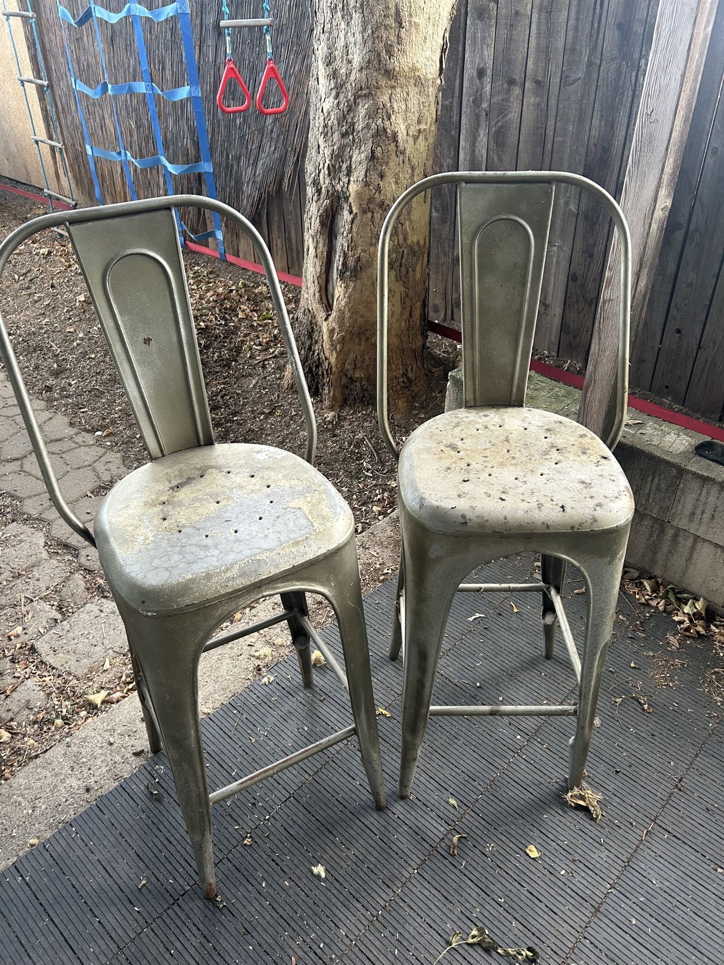 Vintage All Metal Barstools (2)