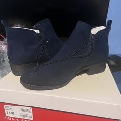 Sun + Stone Ankle Booties, Black Micro