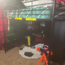 Full size loft bed with desk and closet $200 obo