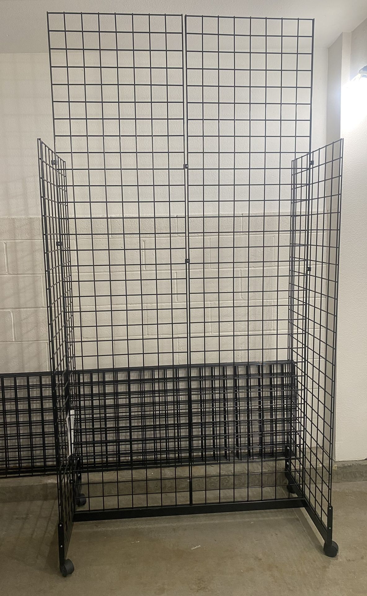 Two 8 Feet Rolling Grid Racks Merchandise Display