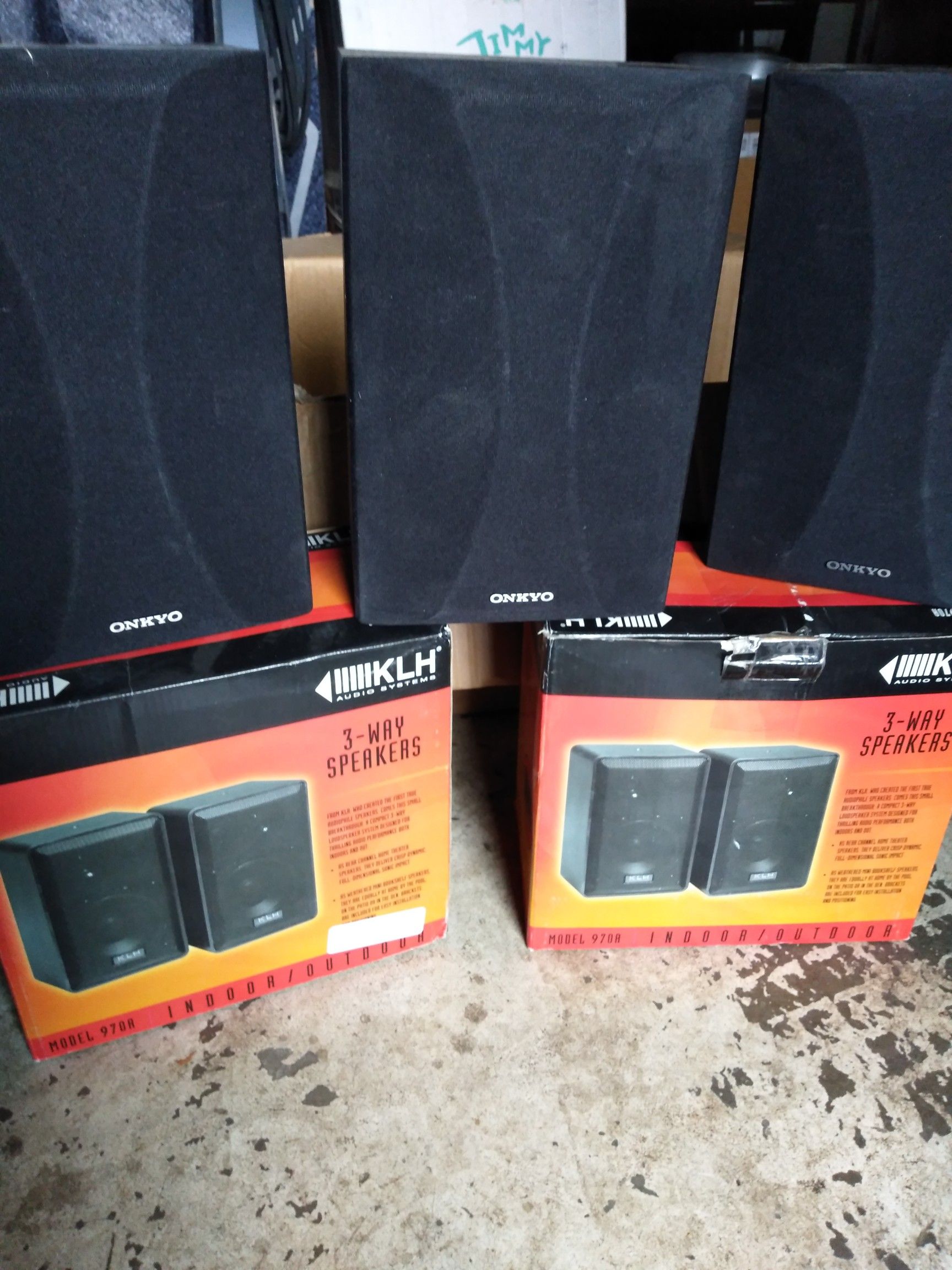 KLM Audio System 3Way Ind/Outdoor Speakers (4) plus 3 Onkyo Speakers