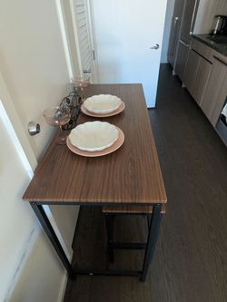 Space-Saving Counter-Height Dining Set – Table & 2 Stools (Industrial / Modern)