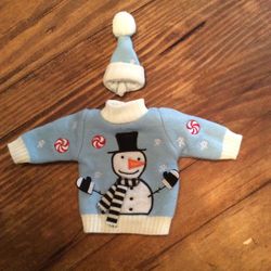 CHRISTMAS SNOWMAN SWEATER AND CAP FOR WINE BOTTLE, NEW!! COTTON.