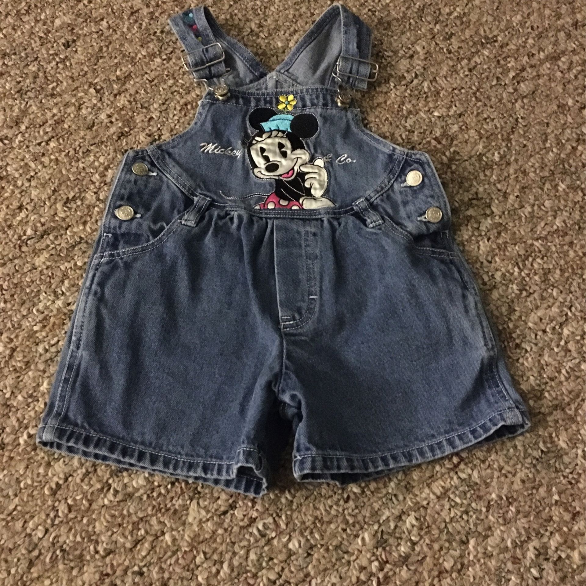Girls Size 4T Mickey Mouse Blue Jean Romper