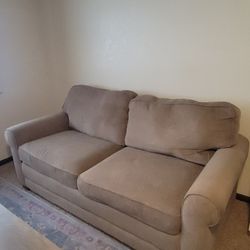 Sleeper Sofa Couch Chenille Neutral Beige Tan 