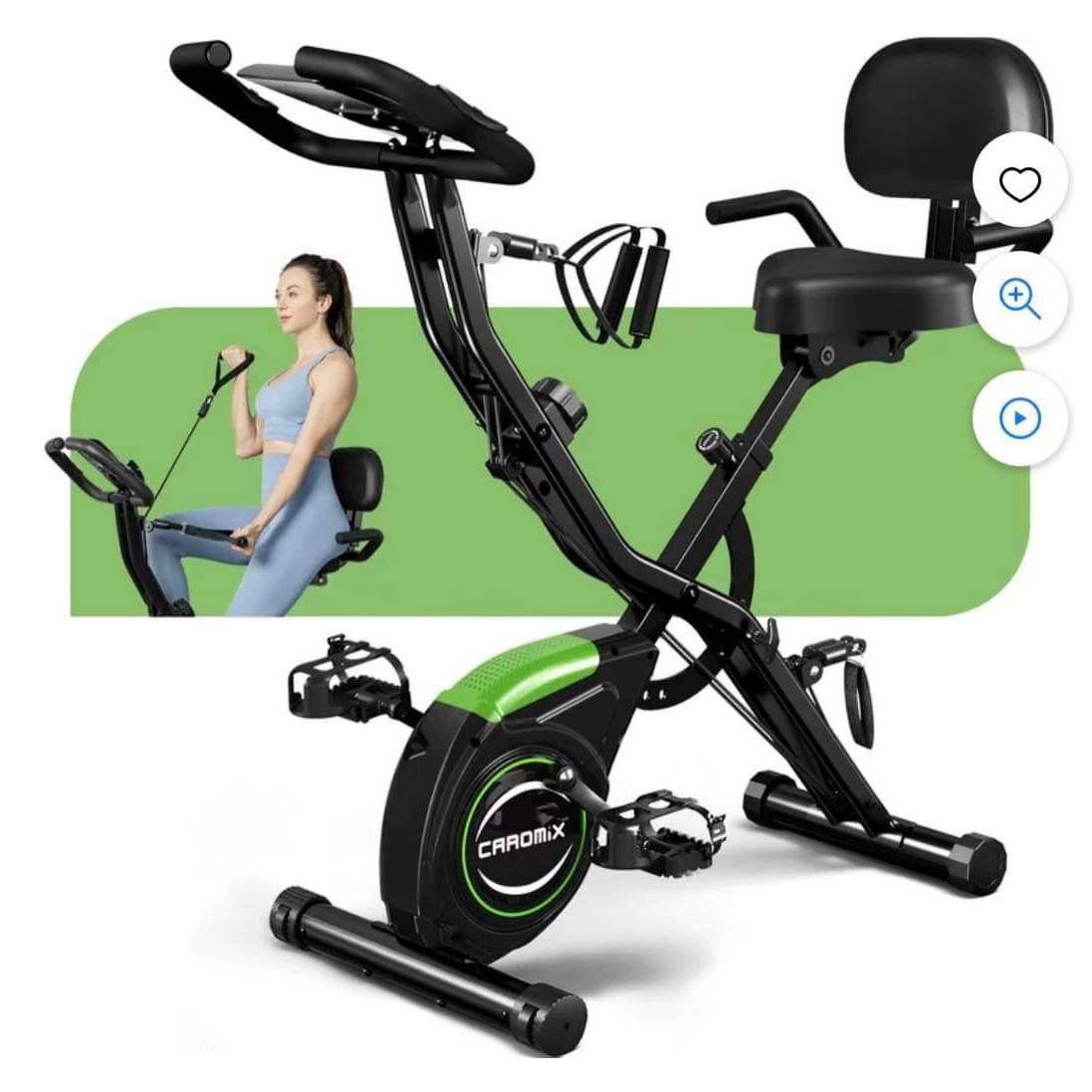 Folding Exercise Bike, 4 in 1 Stationary Bike 16-Level Magnetic Resistance Cycling Bicycle Upright Indoor Cycling Bike for Home Workout 330LB Capacity