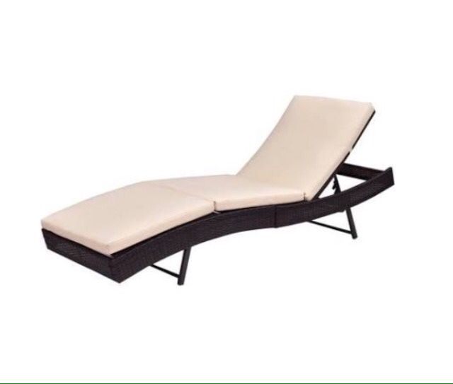 Gymax Outdoor Patio Adjustable Sun Bed Wicker Lounge Chair