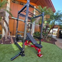 New Vesta Pr3000 Squat Rack | 230lbs Bumper plates | Adjustable Bench | Barbell | Plus Attachments Seen | FREE DELIVERY 🚚