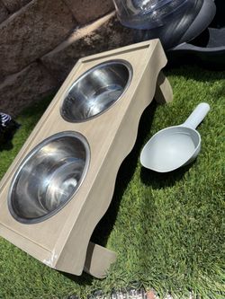 Dog bowls and stand