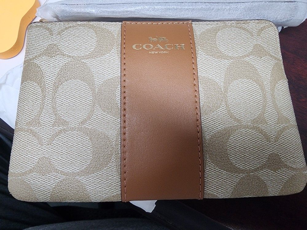 Signature Pattern Coach® Medium/Large Wristlet, Brand New