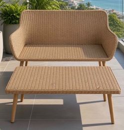 Wicker Outdoor Loveseat and Coffee Table Set