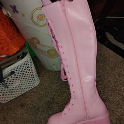 Pink Leather Dolls Kill Boots