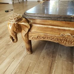 Elephant Coffee Table With Marble Top