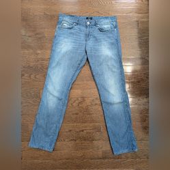 Hugo Boss Delaware Blue Slim Straight Super Soft Denim Jeans Size 33/32 