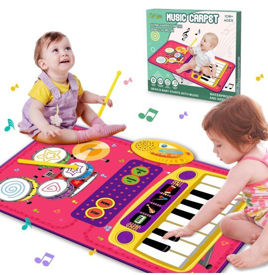 New Gifts, Piano Mat Baby Toys for 1 Year Old Girl, 2 in 1 Toddler Music Mat with Keyboard & Drum, Early Educational Musical Toys First Birthday Gifts
