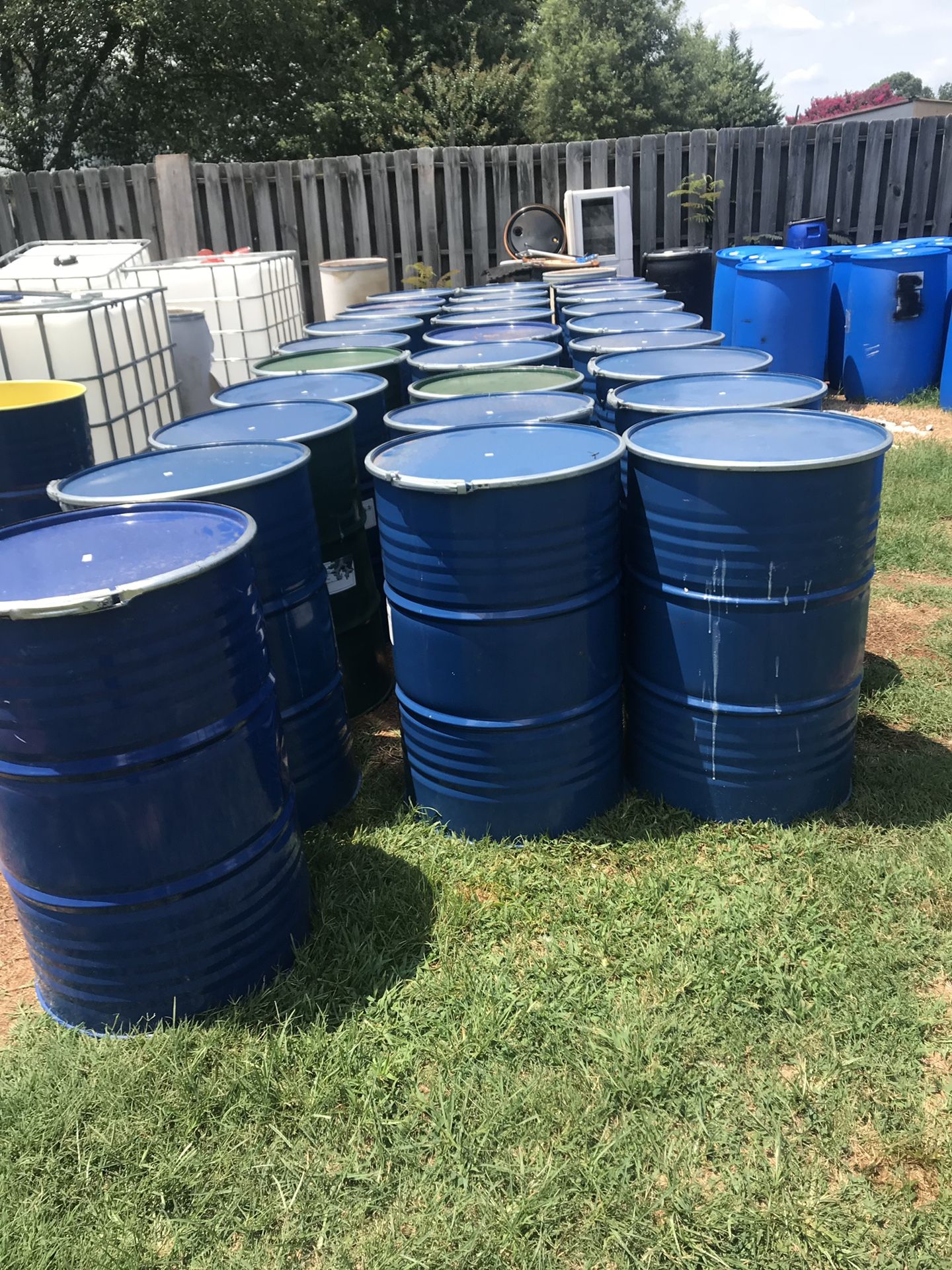 55 gallon metal drums food grade feed, burn barrels, storing , septic