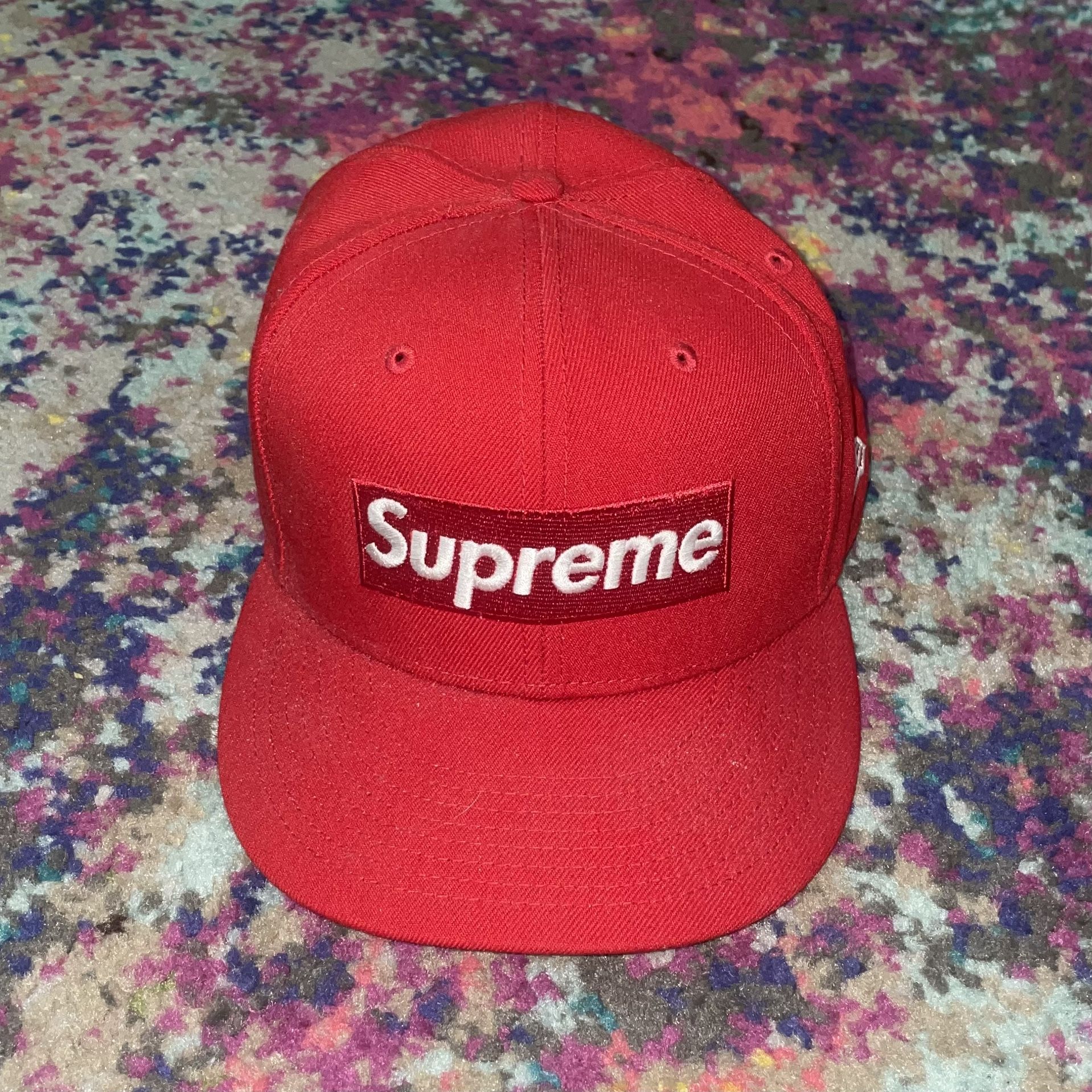 Supreme x New Era Champions Box Logo Hat 'Red' Size 7 3/8