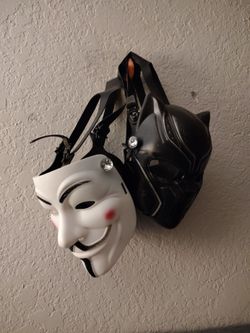 GAS MASKS REAL!!!Guy Fawkes and Black Panther Costume Masks Set