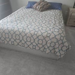 Queen Size Bed, Bed Frame Hybrid Pillow Top Mattress,  Dresser, Long Mirror ,bookstand