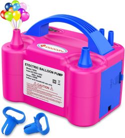 IDAODAN Electric Balloon Pump, 600W Dual Nozzle Air Blower, 110V Portable Balloon Inflator for Parties