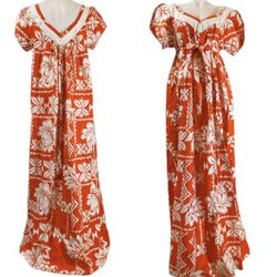 Ti’as 1960’s Vintage Hawaiian Maxi Dress Sarong mu’u mu’u