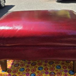 Mid-Century Red Vinyl Ottoman
