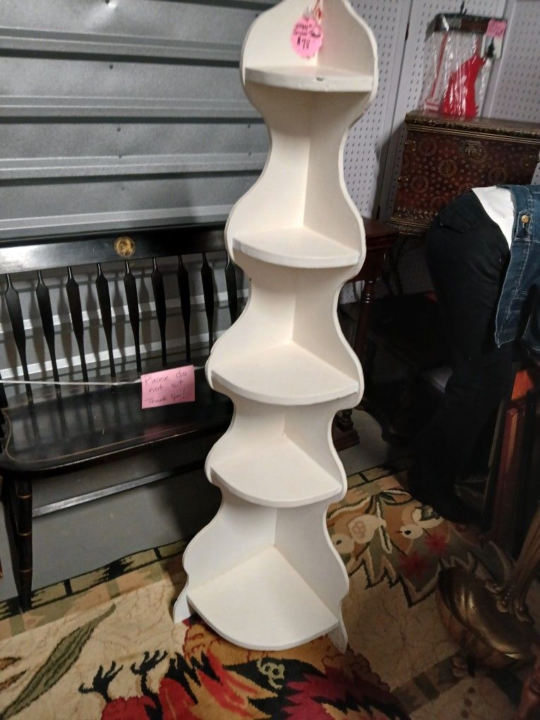 White Tall Narrow Corner Shelf