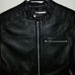Zara Faux Black Leather Jacket Kids Size 9 Excellent Used Condition Like New
