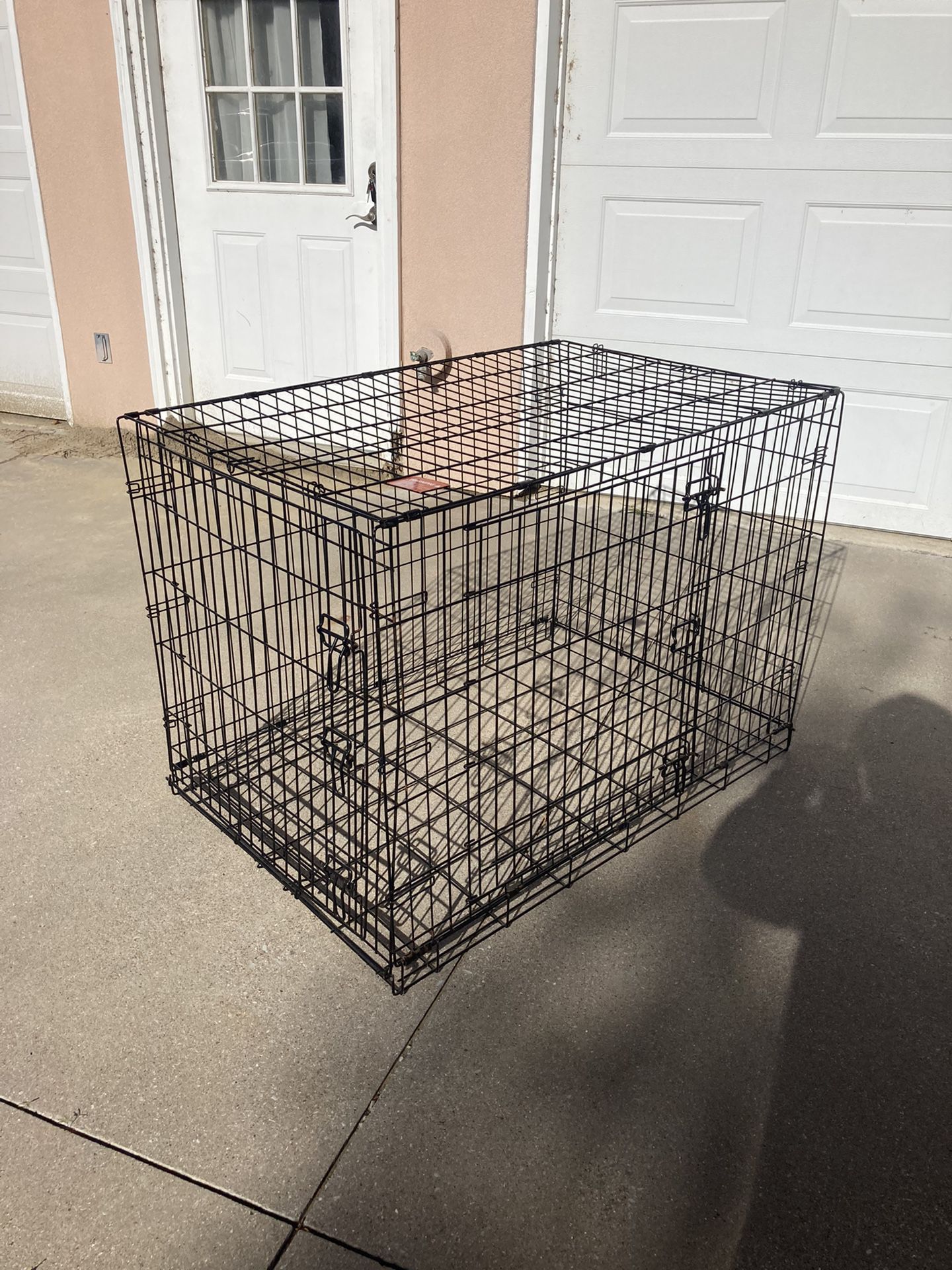 Extra large portable collapsible dog crate with two doors