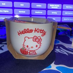Hello Kitty Ceramic Bowl With Chop Sticks 