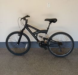 24" Mountain Bike – 7-Speed, Front & Rear Suspension, Black