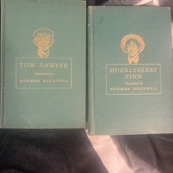 Tom Sawyer 1940 And Huckleberry Finn 1936 Both Illustrated By Norman Rockwell