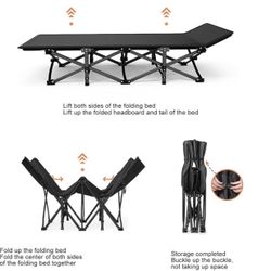 Camping Cot, Folding Camping Cots for Adults, Portable Sleeping Cot with Carry Bag, 1200D Double Layer Oxford, Camp Cot Bed for Guest Travel, Hiking, 