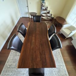 Solid Wood Dining Table And 6 Chairs For Sale 