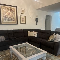 Grey Sueded Sectional Couch
