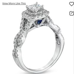 Vera Wang Love Collection 1 CT. T.W. Princess-Cut Diamond Double Frame Twist Engagement Ring in 14K White Gold Size 5.5