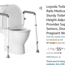 Loyoda Toilet Safety Rails Adjustable Grab Bar