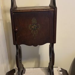 Antique Standing Wooden Humidor Cabinet/early 20th Century Tobacco Smoking Stand