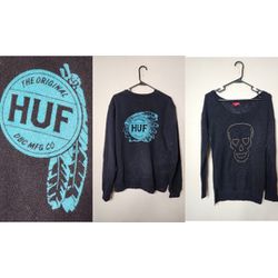 2Vintage Women's Medium Sweatshirts. HUF Worldwide Skateboarding Skater Crewneck